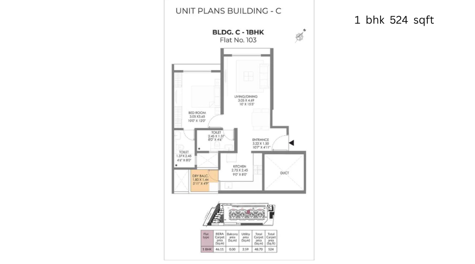 Gagan-Myra-floor-plan-1-bhk-524-sqft